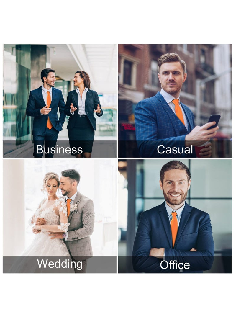 Excefore Men Ties, Classic Men's Solid Satin Neck Tie, Premium Pure Color Necktie For Men, Formal Ties - Image 5