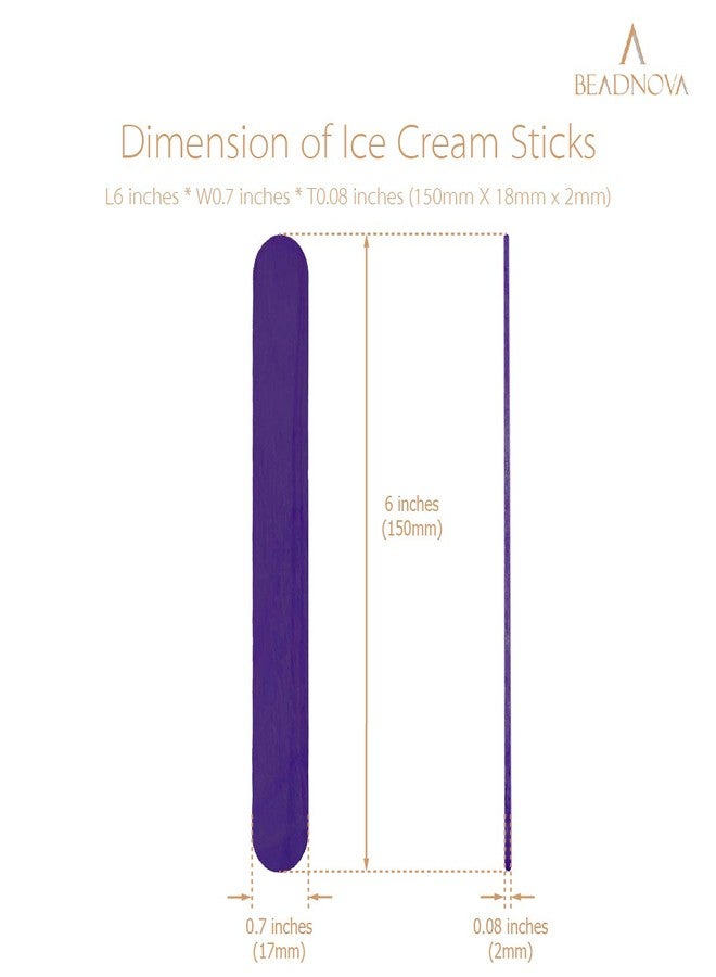 BEADNOVA Colorful Popsicle Sticks Color Popsicle Natural Wood Craft Sticks Wooden for Crafter Teacher Student (6 Inch, 200 Piece, Mix Color) - Image 2