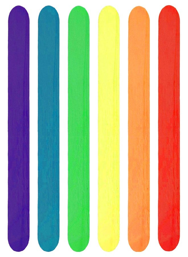 BEADNOVA Colorful Popsicle Sticks Color Popsicle Natural Wood Craft Sticks Wooden for Crafter Teacher Student (6 Inch, 200 Piece, Mix Color) - Image 1