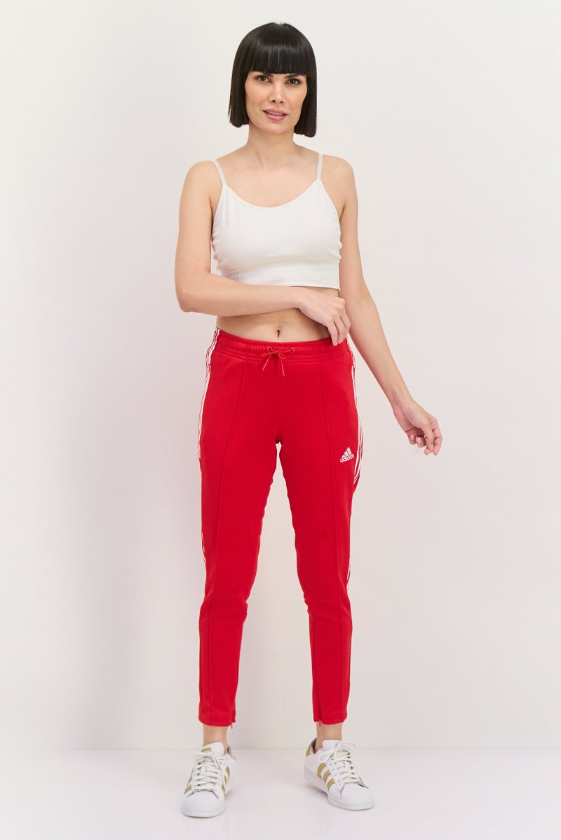 Adidas سروال تدريب عادي للنساء بشعار العلامة التجارية، أحمر - Image 4