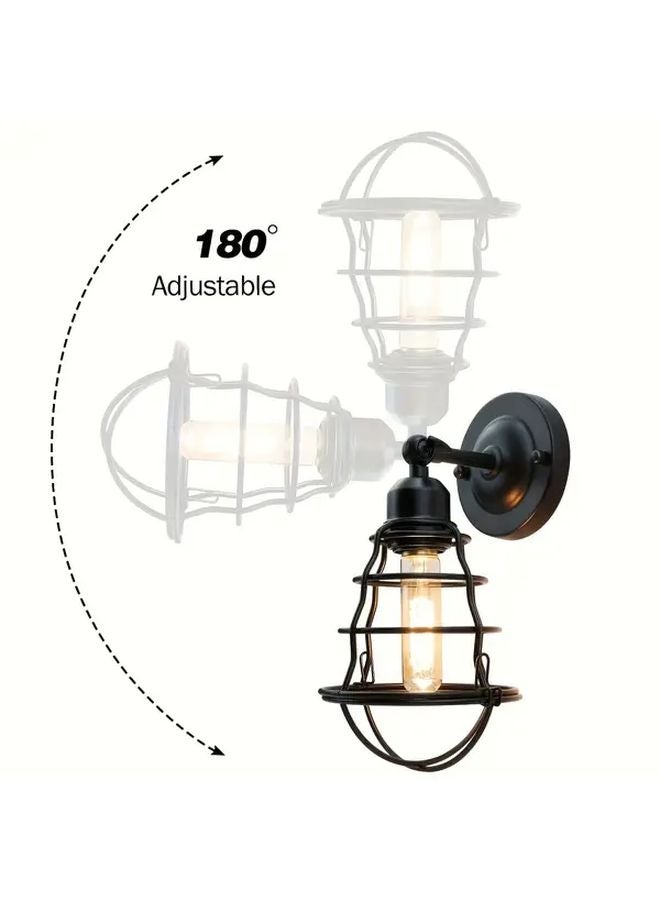 2PACK Industrial Black Metal Wall Sconces Adjustable Wire Cage E26 Socket Hardwired 110V 220V Farmhouse Lighting - Image 5