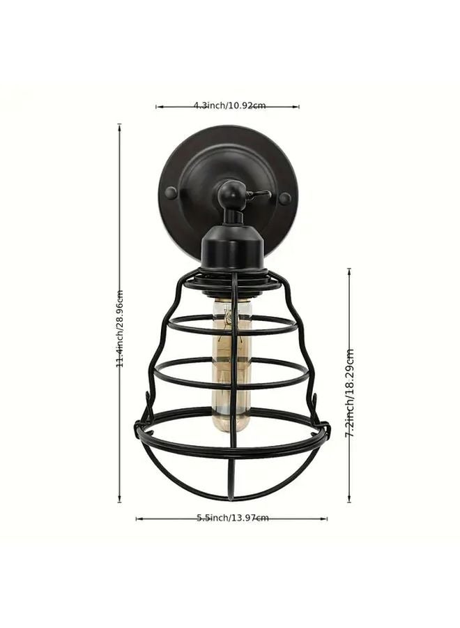 2PACK Industrial Black Metal Wall Sconces Adjustable Wire Cage E26 Socket Hardwired 110V 220V Farmhouse Lighting - Image 3
