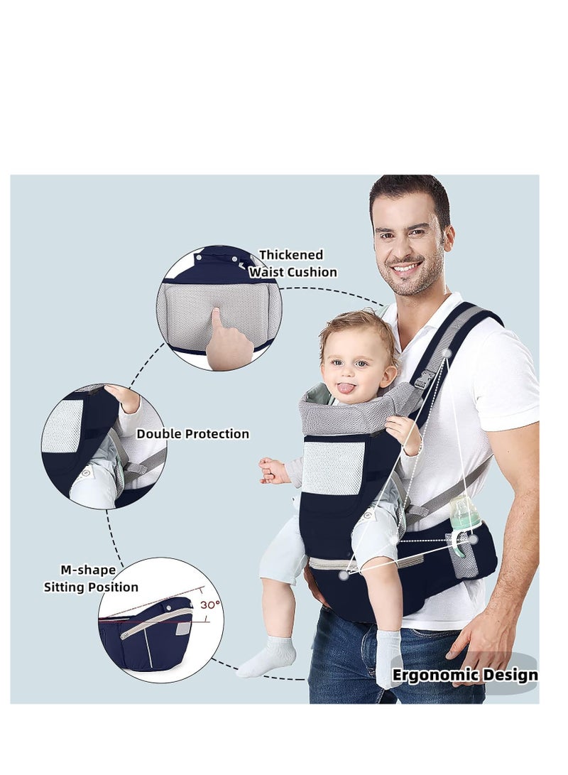 SYOSI Baby Carrier Ergonomic Infant Carrier with Hip Seat Kangaroo Bag Soft Baby Carrier Newborn to Toddler 7-45lbs Front and Back Baby Holder Carrier for Men Dad Mom - Image 3