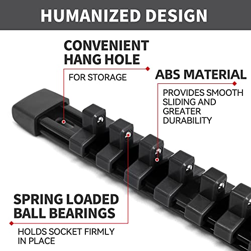 Reniteco Socket Organizer Drive ABS Tools - Black Socket Holder, Premium Quality 9 Pieces Socket Holders Kit 1/4-Inch x 48 Clips, 3/8-Inch x 45 Clips, 1/2-Inch x 36 Clips（9PC,Black - Image 3