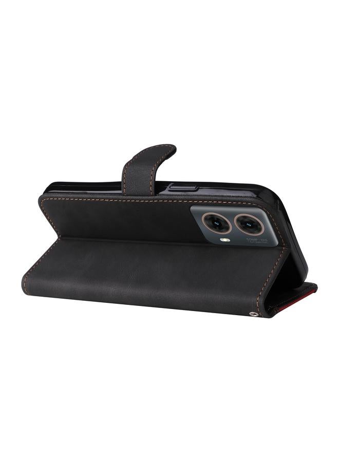 S-TOP Case For Motorola Moto G85 Three Color Splicing Leather Phone Case - Image 5