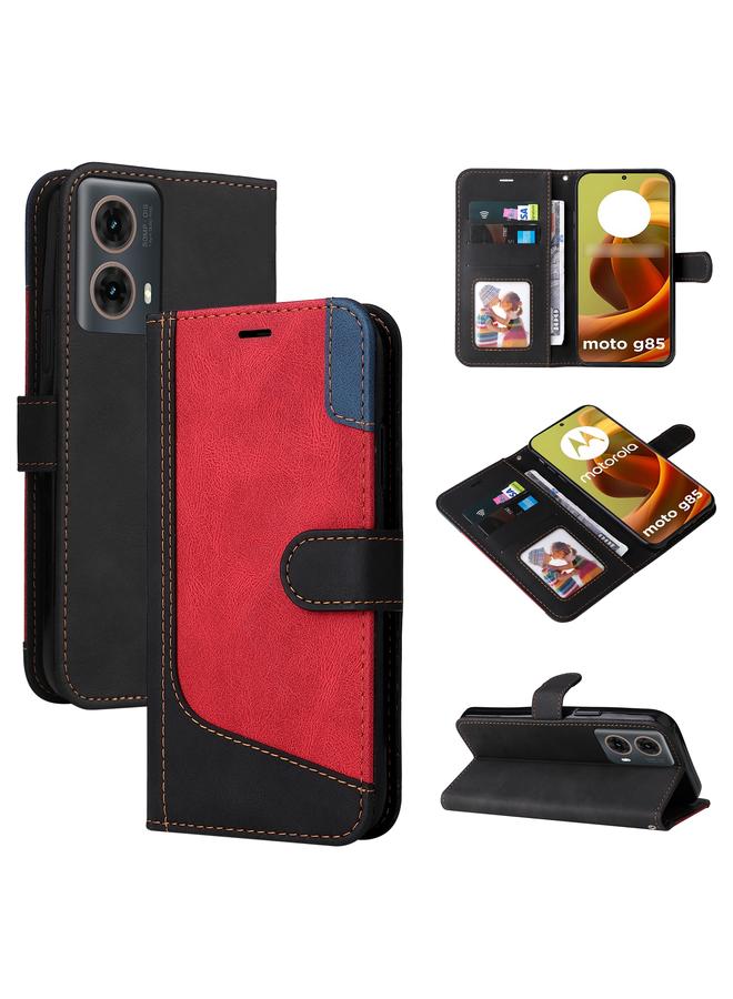 S-TOP Case For Motorola Moto G85 Three Color Splicing Leather Phone Case - Image 1