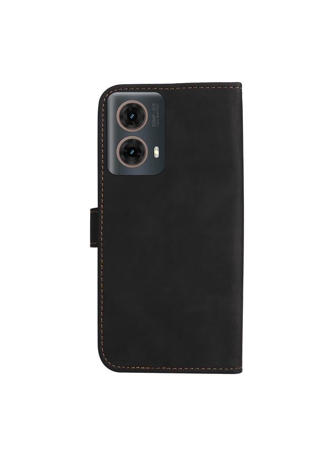 S-TOP Case For Motorola Moto G85 Three Color Splicing Leather Phone Case - Image 3