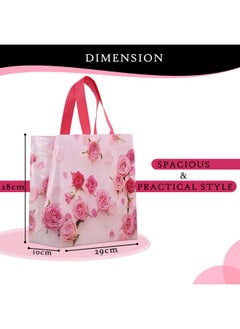 Kuber Industries Kuber Industries Pack of 30 Shopping Bags | PVC Lunch Handbags | Carry Bags | Multi-Purpose Shopping Bags | Reusable Bags for Shopping-Lunch-Grocery-Vegetables | Gulab | Pink  - Image 3