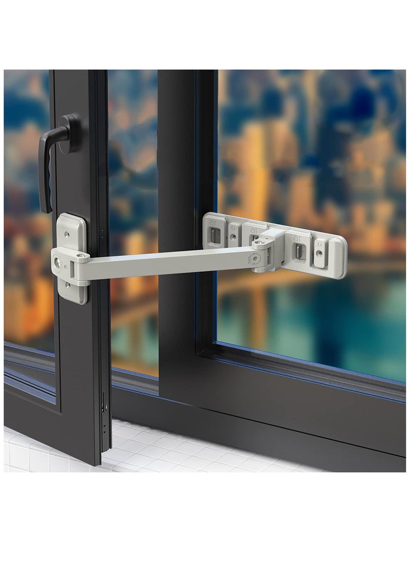 Generic Window Restrictor Lock, Self Adhesive Child Baby Safety Door Window Lock, Baby Sliding Door Window Lock Limiter Anti-Opening Window Latch High Level Child Protection Anti-Fall, Easy Install  - Image 1