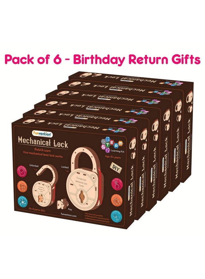 Funvention DIY Mechanical Lock with Key (Pack of 6) - Build Working Lock Yourself - STEM Learning Birthday Return Gifts Party Pack - Image 5