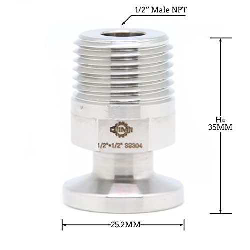 QiiMii 1/2" Tri Clamp Adapter to 1/2" MNPT Thread Ferrule Hexagonal Sanitary Pipe Fitting - Image 2