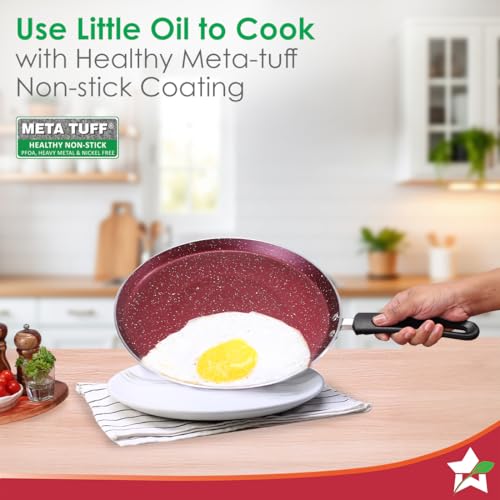 Wonderchef Bandhan Non-Stick Cookware 4 Pc. Set | Fry Pan, Dosa Tawa, Kadhai with Glass Lid | Healthy, Low Oil Meals | Scratch-Resistant | Gas & Induction Compatible | Easy to Clean - Image 5