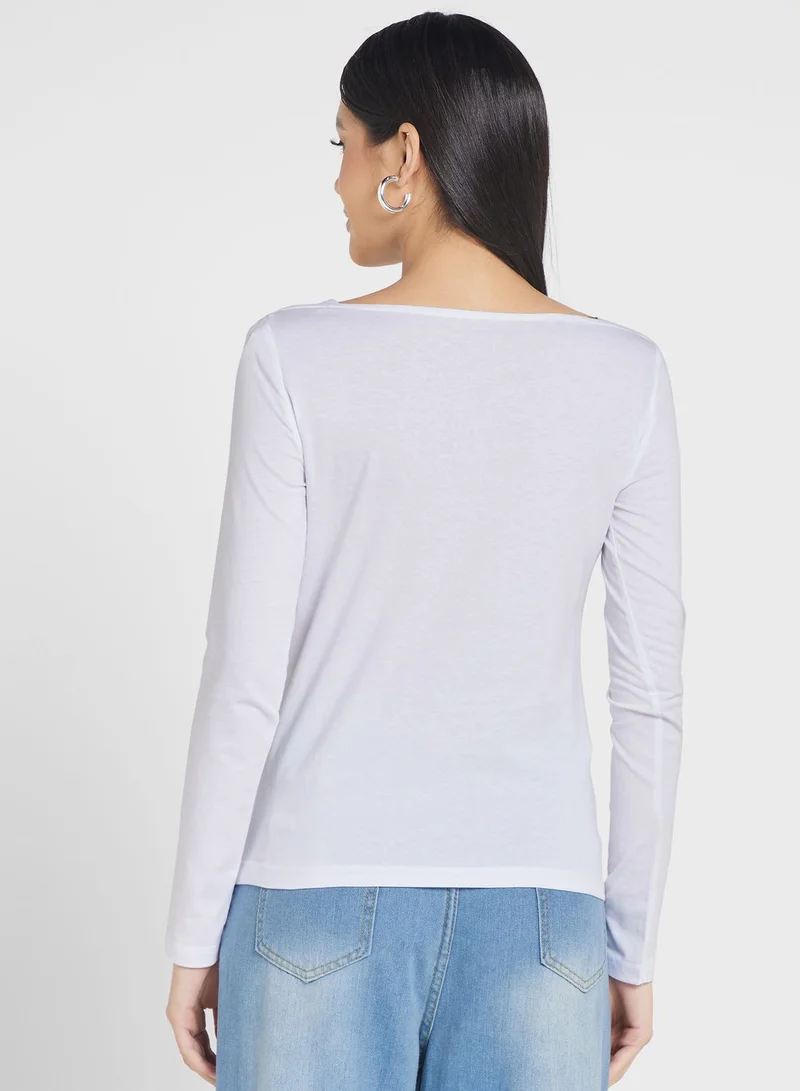 MANGO Boat Neck Knitted T-Shirt