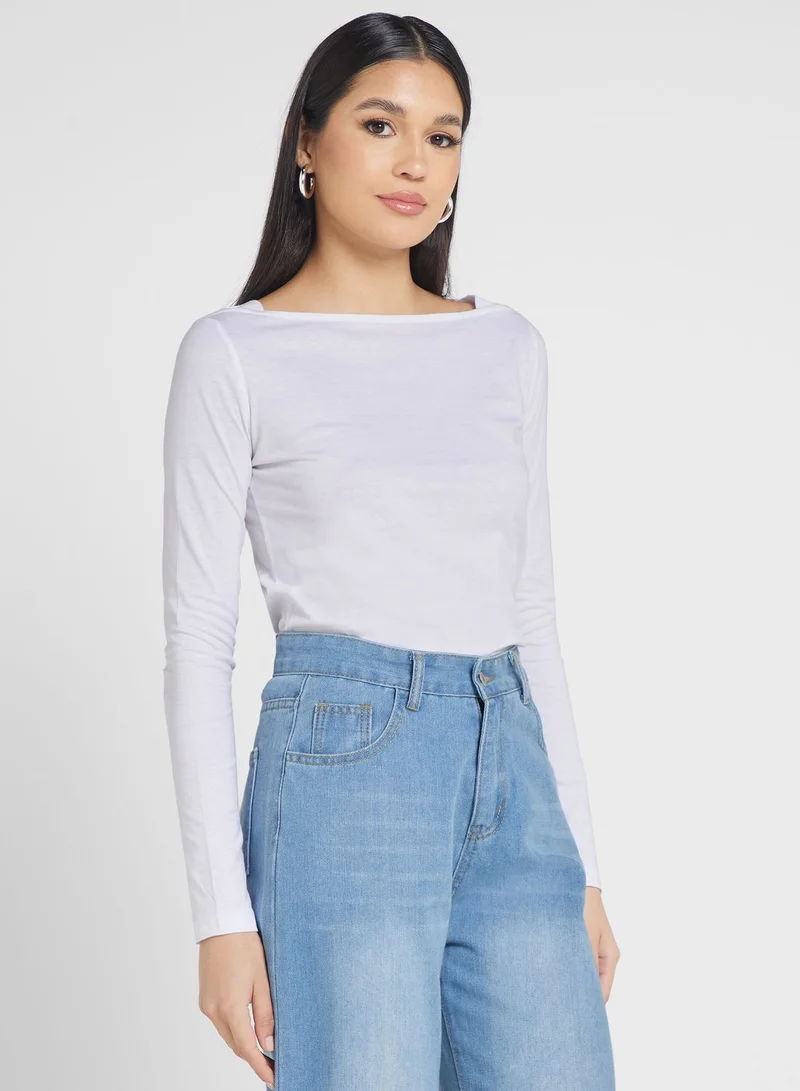 MANGO Boat Neck Knitted T-Shirt