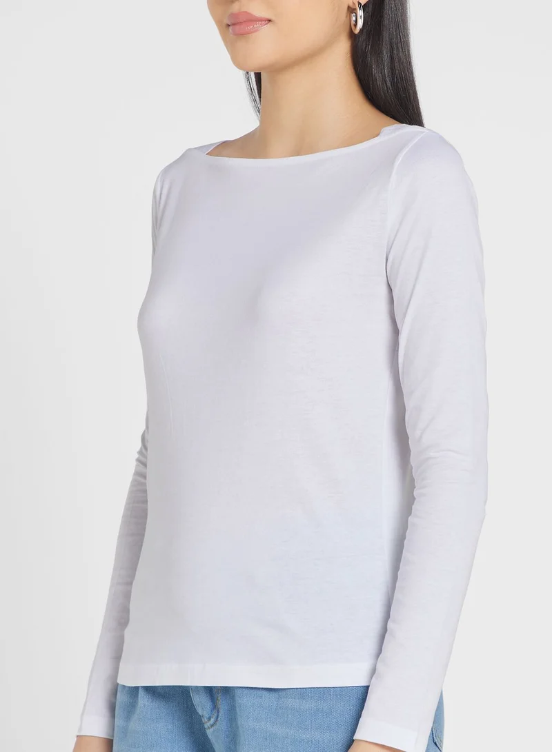 MANGO Boat Neck Knitted T-Shirt