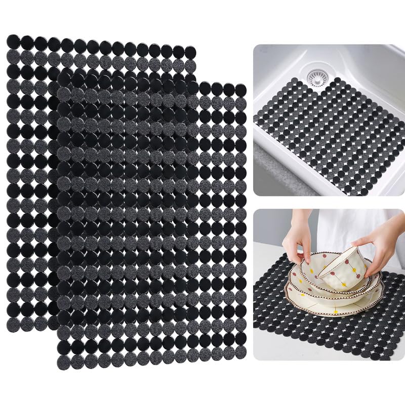 Bligli 2 Pack Sink Mat for Kitchen Sink PVC Adjustable Sink Protector  Sink liner Pad  Dish Drying Mats Easy to Clean  DIY Cut  157 x 118 inch Black