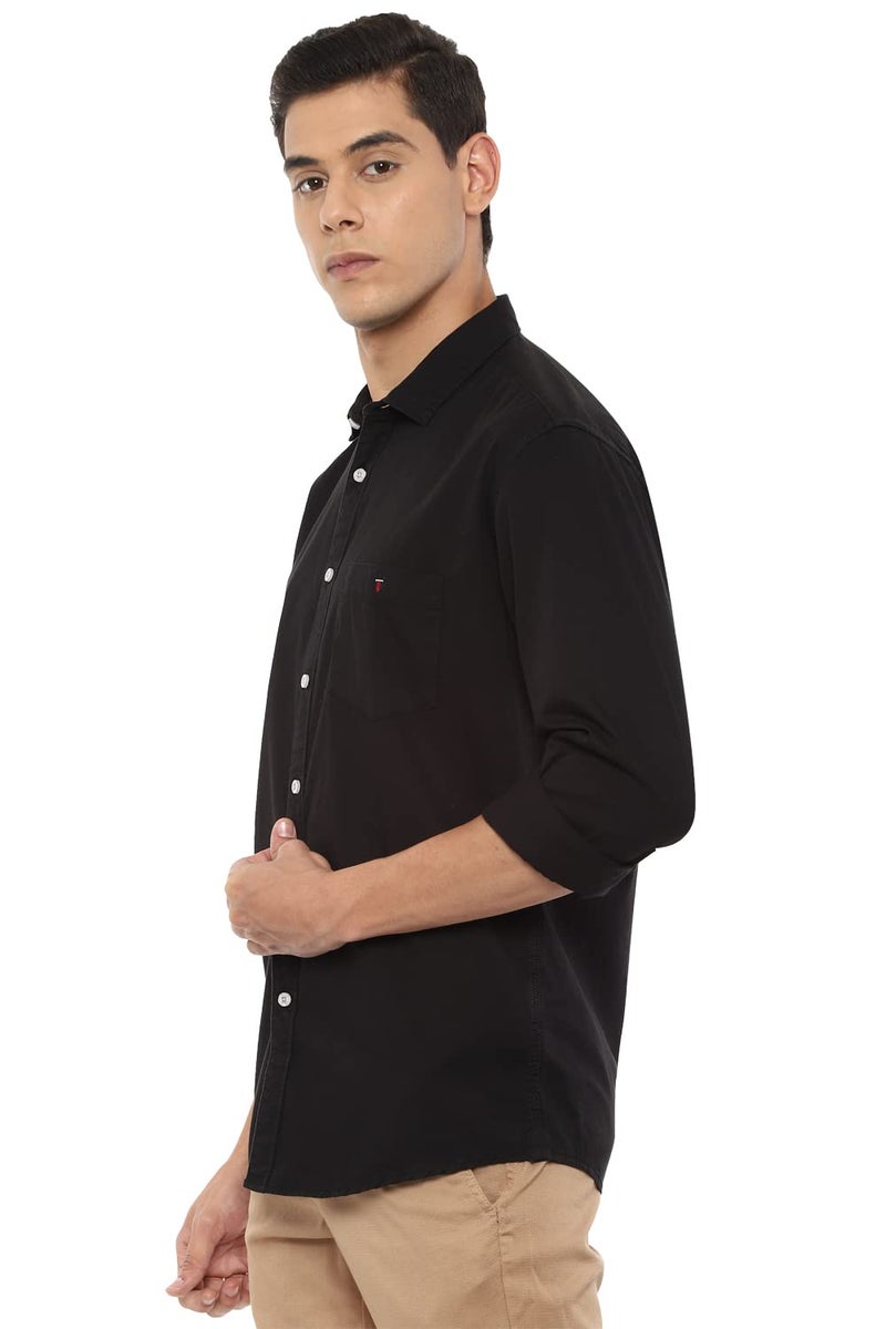 LOUIS PHILIPPE قميص لويس فيليب للرجال من القطن بلون صلب مستقيم (LRSFCSLPQ47815_Black, 42) - Image 2