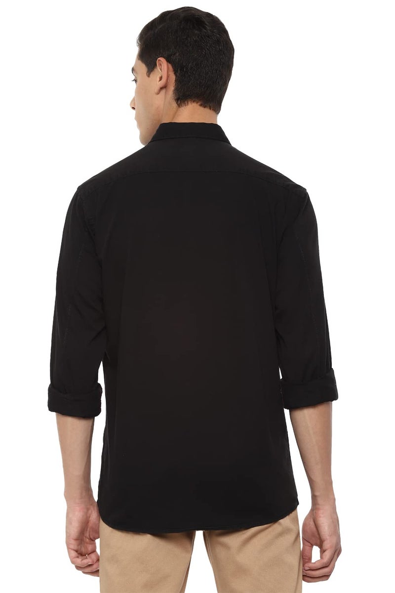 LOUIS PHILIPPE قميص لويس فيليب للرجال من القطن بلون صلب مستقيم (LRSFCSLPQ47815_Black, 42) - Image 3