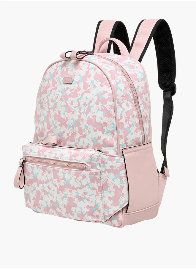 MISSY Women's Floral Print School Backpack with Detachable Pouch - 40x13x31 cm