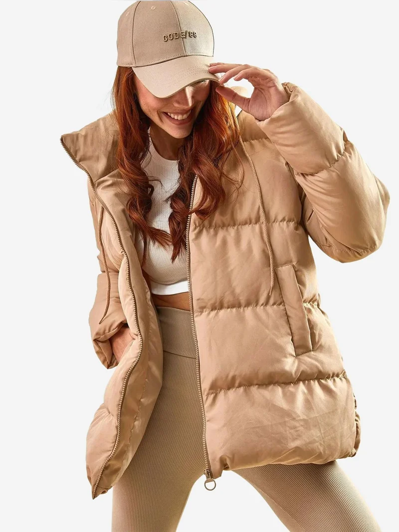 Bianco Lucci LUCCI Hooded Thick Puffer Down Coat
