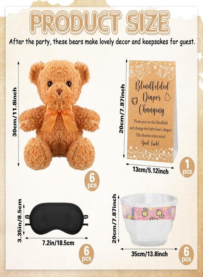 مجموعة ألعاب تغيير الحفاضات لحفلة استقبال المولود الجديد من سيمجوينج، مكونة من 19 قطعة، بتصميم الدببة، تتضمن دمى دببة بطول 12 بوصة، وحفاضات معصوبة العينين، وجوائز ألعاب لحفلة سحب اليانصيب للكشف عن جنس المولود (بني فاتح). - Image 2