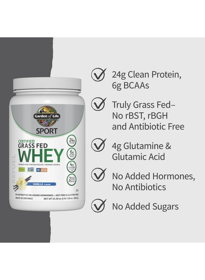 Garden of Life Garden of Life SPORT Whey Protein Powder Vanilla., Premium Grass Fed Whey Protein Isolate plus Probiotics for Immune System Health, 24g Protein, Non GMO, Gluten Free., Cold Processed - 20 Servings - Image 5