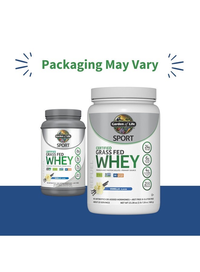Garden of Life Garden of Life SPORT Whey Protein Powder Vanilla., Premium Grass Fed Whey Protein Isolate plus Probiotics for Immune System Health, 24g Protein, Non GMO, Gluten Free., Cold Processed - 20 Servings - Image 2