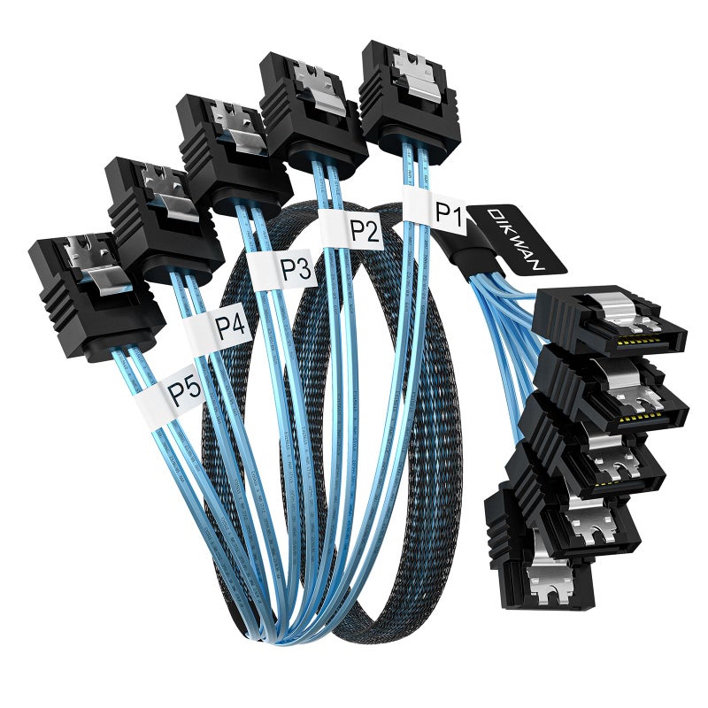 OIKWAN SATA-III Cable, 5Pcs/Set 6Gb/s -SATA Cable, 7pin Flexible SATA Cable, Straight SATA Data Cable Replacement for Bitcoin Computer-Server CD DVD Drives Raid HDD-SSD Data Cable (3.3FT) - Image 1