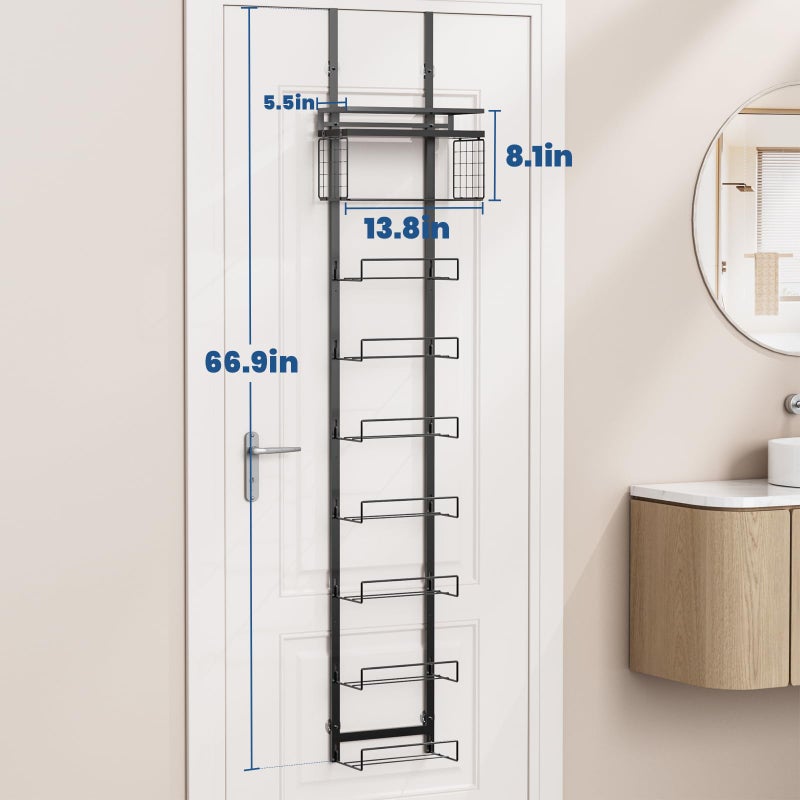 Aetyord Towel Racks for Bathroom Over The Door Towel Racks Towel Storage Organizer with Metal Shelf Basket for Bathroom Rv Camper (9-Tier Black) - Image 4