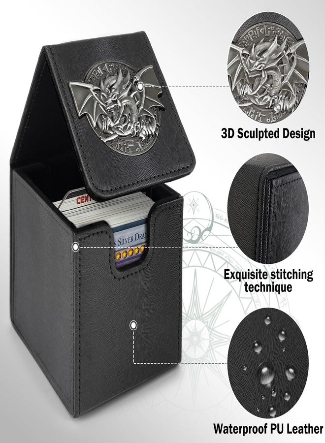 sabermaster Card Deck Box for YGO MTG 3D sculpted relief Deck Box 110 Card Storage Box Trading Games Leather Storage with divider (Sky Dragon Titanium Color) - Image 4