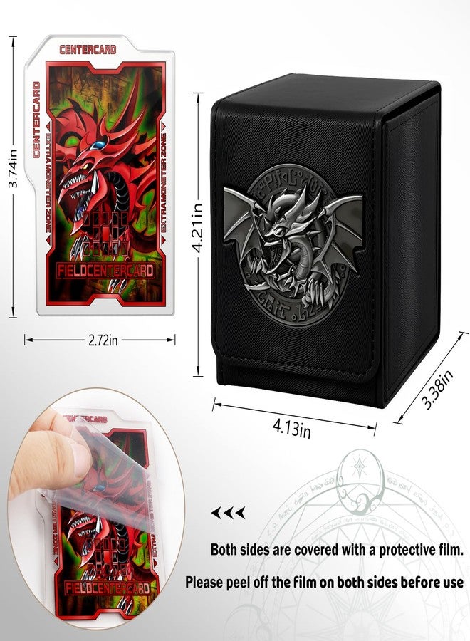 sabermaster Card Deck Box for YGO MTG 3D sculpted relief Deck Box 110 Card Storage Box Trading Games Leather Storage with divider (Sky Dragon Titanium Color) - Image 2