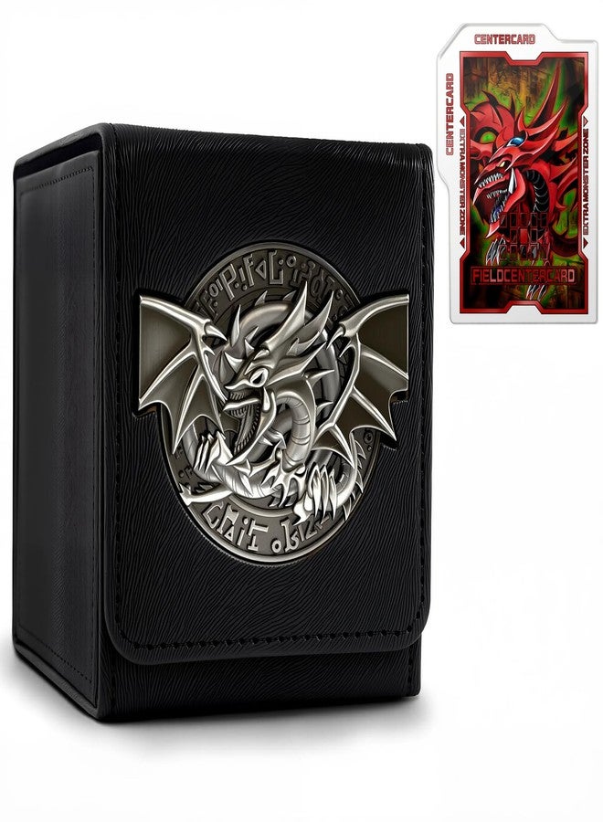 sabermaster Card Deck Box for YGO MTG 3D sculpted relief Deck Box 110 Card Storage Box Trading Games Leather Storage with divider (Sky Dragon Titanium Color) - Image 1