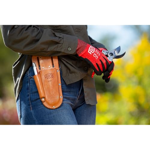 FELCO F910+ USA Made Leather Holster – Dual-Slot Belt Pouch for Pruners, Wire Cutters & Folding Saws with Accessory Slot | Tool Holster with Clip & Loop Attachment | Heavy-Duty Genuine Leather - Image 2
