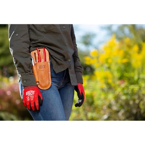 FELCO F910+ USA Made Leather Holster – Dual-Slot Belt Pouch for Pruners, Wire Cutters & Folding Saws with Accessory Slot | Tool Holster with Clip & Loop Attachment | Heavy-Duty Genuine Leather - Image 3