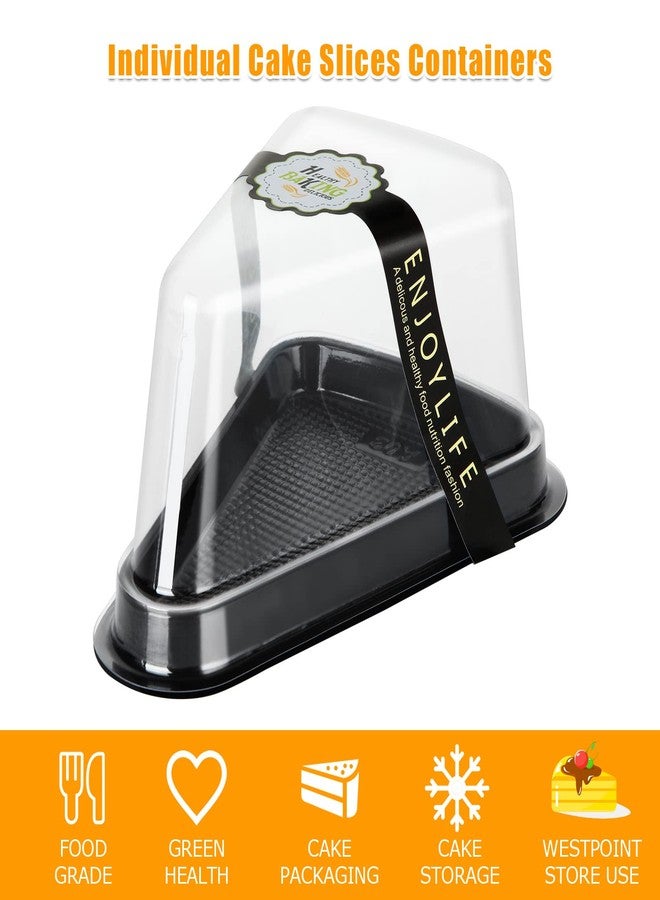 LISHINE 100 Pcs Cake Slice Containers with Lids Plastic Disposable Individual Pie Slice Containers Clear Cheesecake Containers Triangle Cake Slice Boxes for Pie Slice Cheesecake Dessert - To Go, with Stickers - Image 3