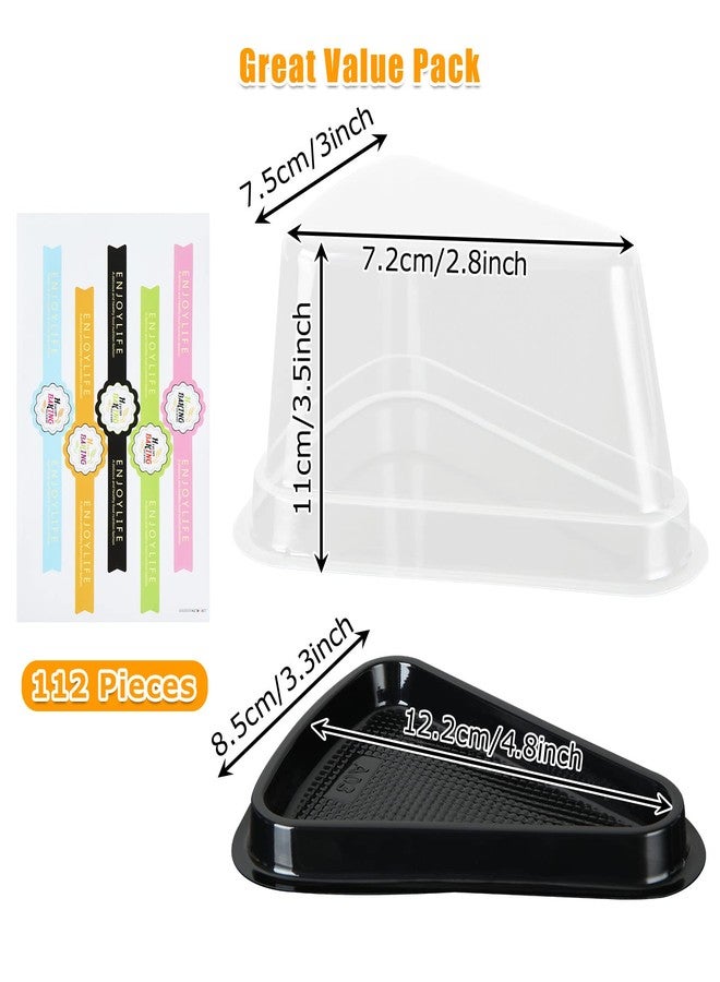 LISHINE 100 Pcs Cake Slice Containers with Lids Plastic Disposable Individual Pie Slice Containers Clear Cheesecake Containers Triangle Cake Slice Boxes for Pie Slice Cheesecake Dessert - To Go, with Stickers - Image 2