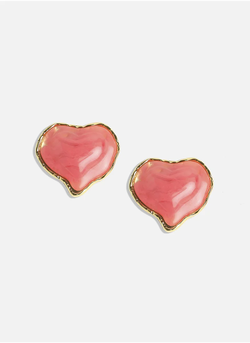 سوهي Heart Shaped Artificial Stones Stud Earrings