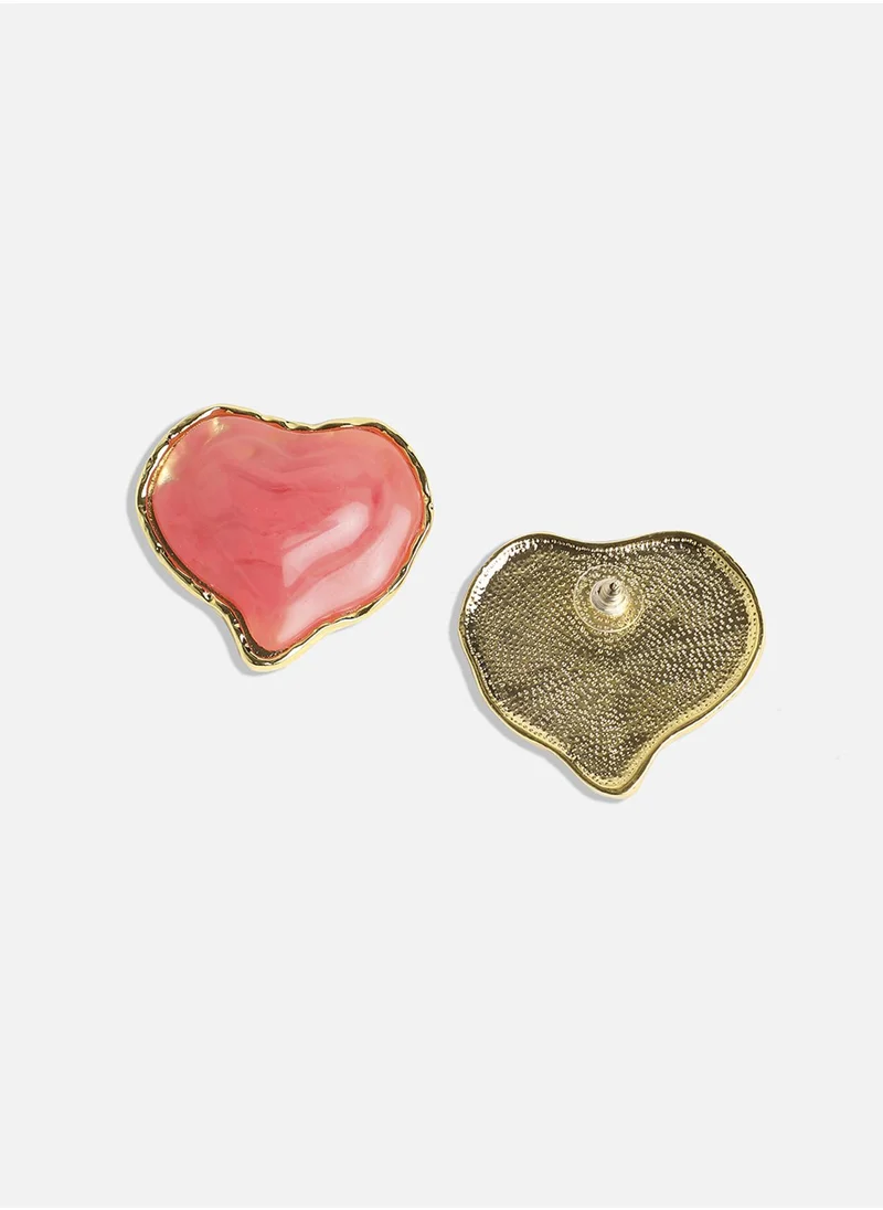 SOHI Heart Shaped Artificial Stones Stud Earrings