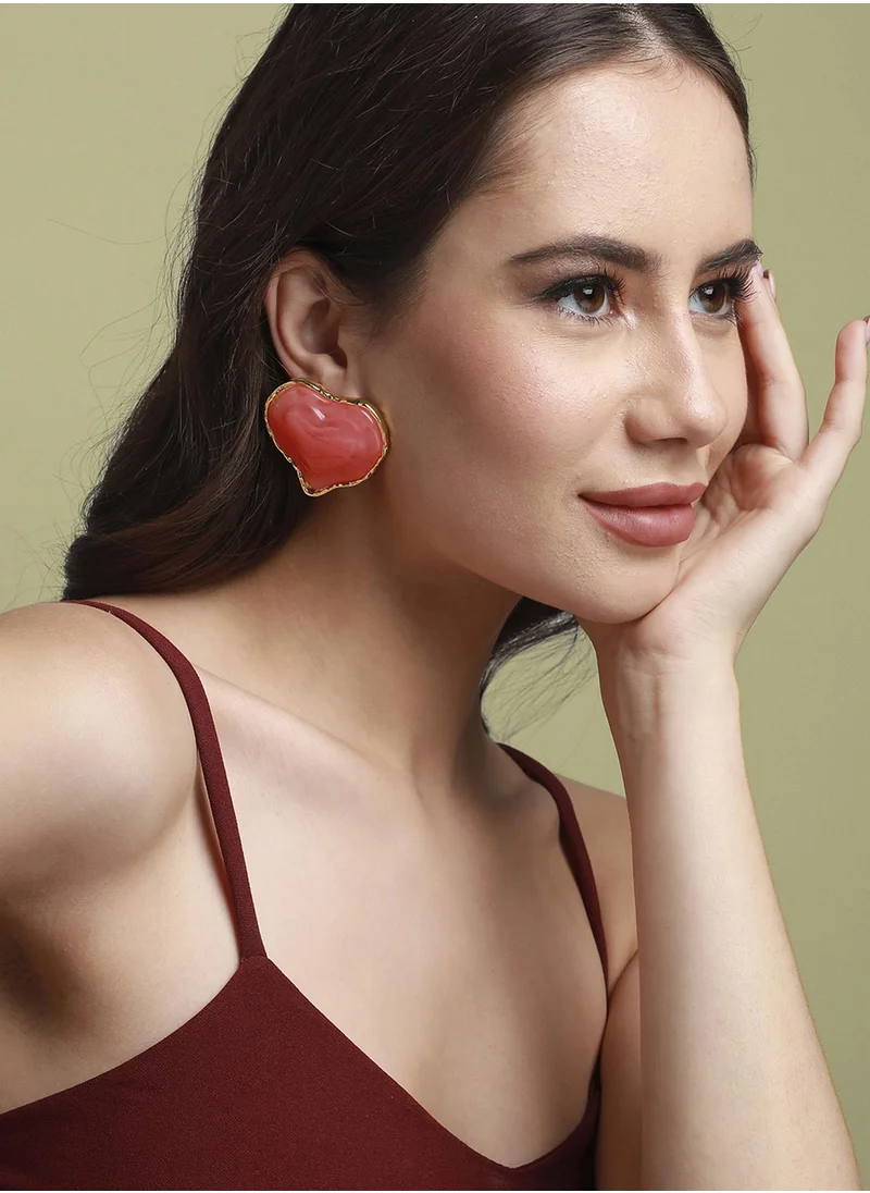 SOHI Heart Shaped Artificial Stones Stud Earrings