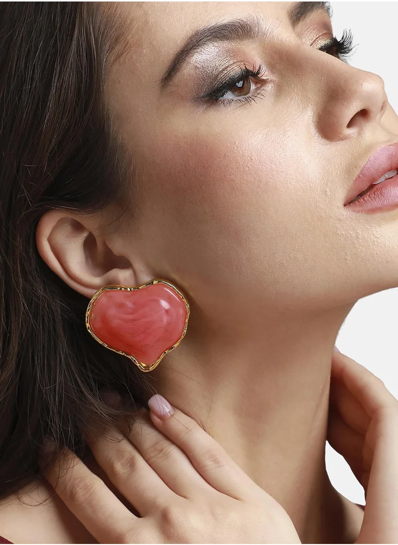 SOHI Heart Shaped Artificial Stones Stud Earrings