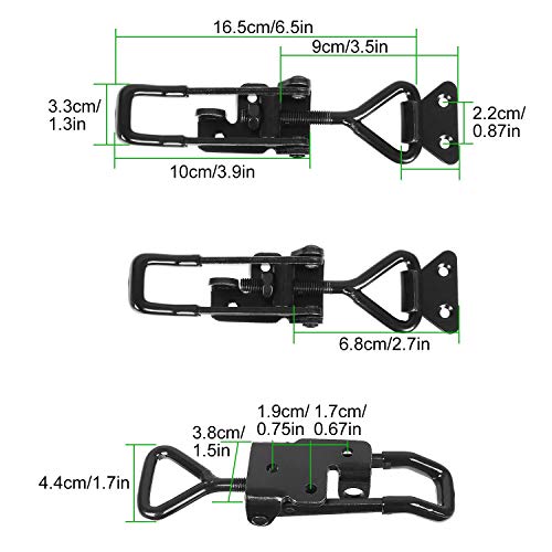 APACALI 4PCS Toggle Latch Clamp 660 lbs Adjustable Toggle Latch Black Toggle Clamp GH-4003 Lockable Quick Release Pull Latch Hasp Metal Draw Latch for Door, Box Case Trunk, Smoker Door, Jig - Image 2