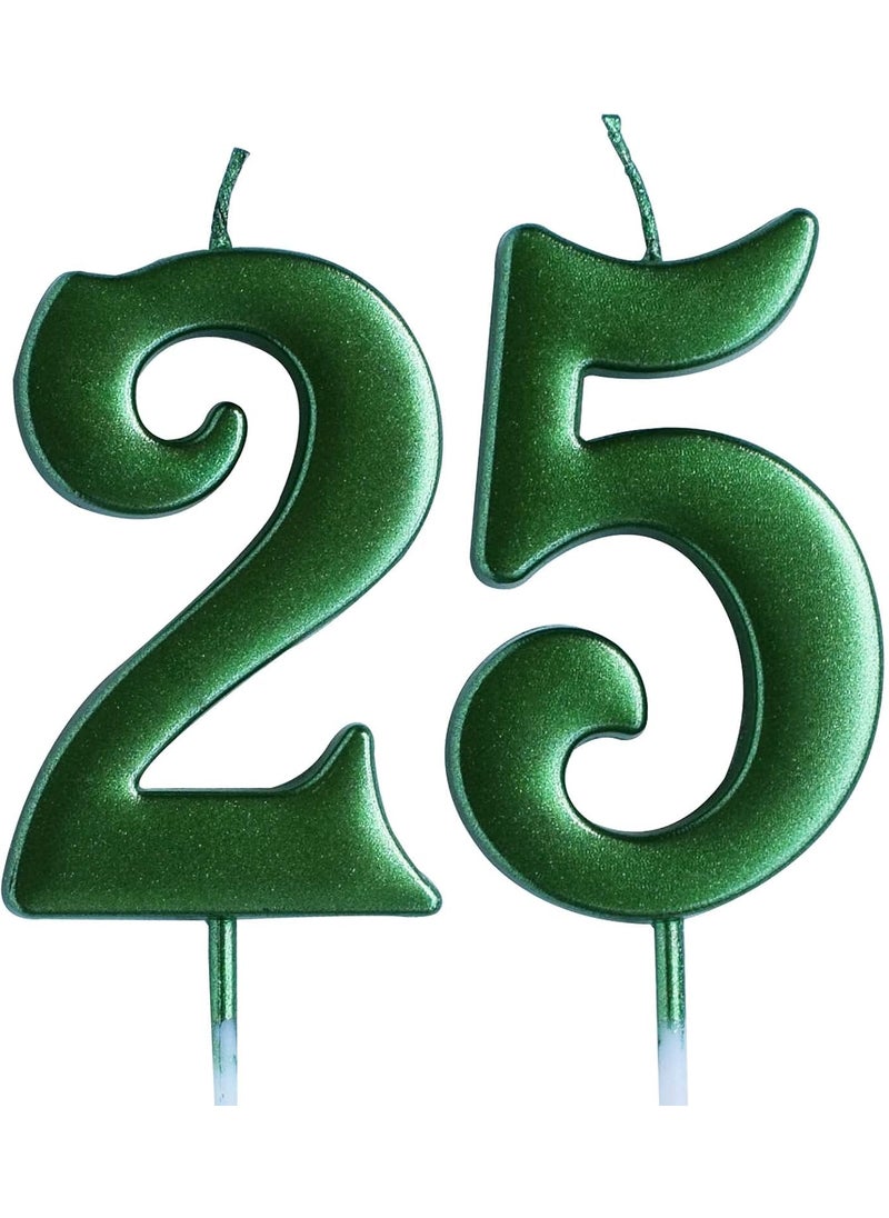 MAGJUCHE Green 25th Birthday Candle Number 25 Years Old Candles Cake Topper Woman Or Man Party Decorations Supplies 