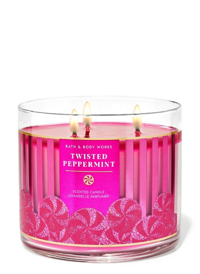 Bath & Body Works Twisted Peppermint 3-Wick Candle  - Image 3