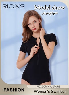 One-piece Rash Guard Swimsuit for Women, Zip Up Swimming Costume Set, Fashionable Short Sleeve Swimwear with Anti-UV Technology, Made of Efficient Quick-drying and High-density Fabric, Suitable for Surfing, Diving, Swimming or Beach activities - pzsku/Z4CB8712A9EE1BA625AFEZ/45/_/1725678236/38331fc6-6bf2-4b47-b4e5-a4943bb4c59b