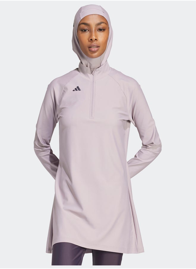 Adidas قميص سباحة بأكمام طويلة وطبعة 3 خطوط  - Image 1