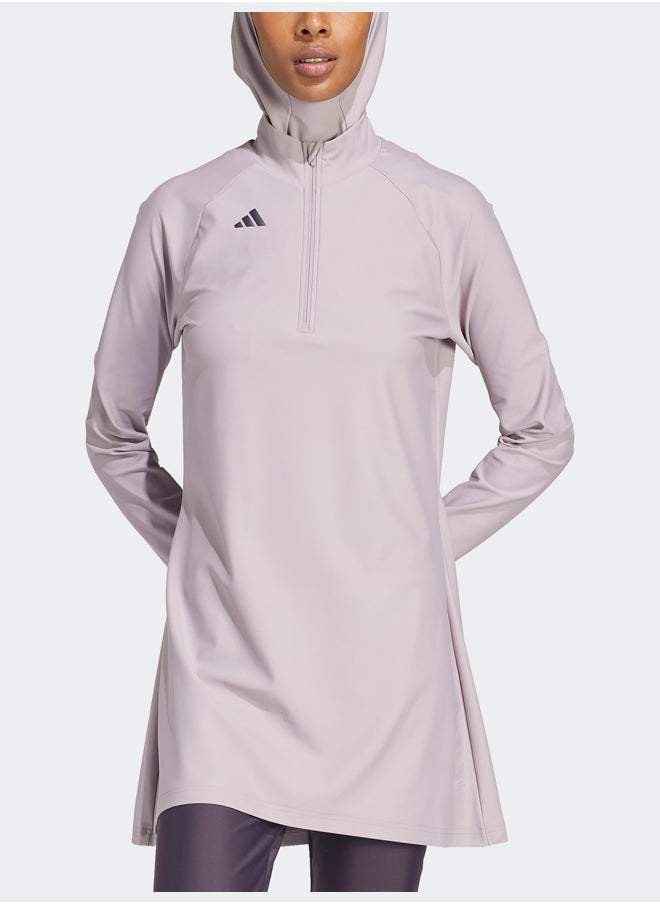 Adidas قميص سباحة بأكمام طويلة وطبعة 3 خطوط  - Image 2