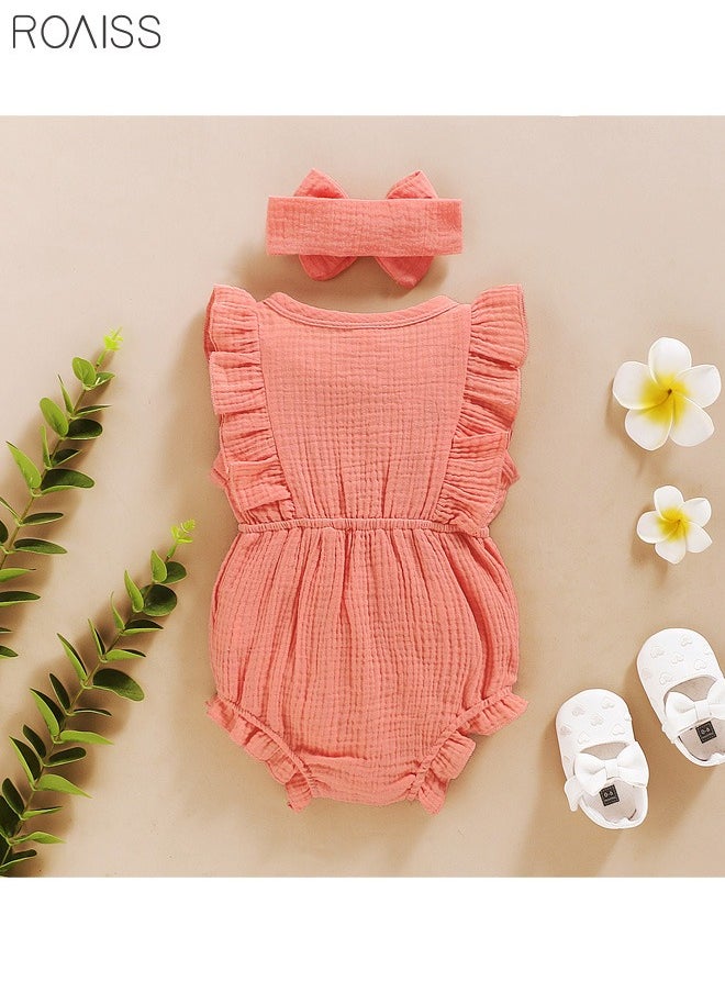 roaiss 2 Piece Newborn Ear Edging Jumpsuit Cotton on Opening and Closing Design Crotch Snap Design Facilitates Diaper Replacement  - Image 5