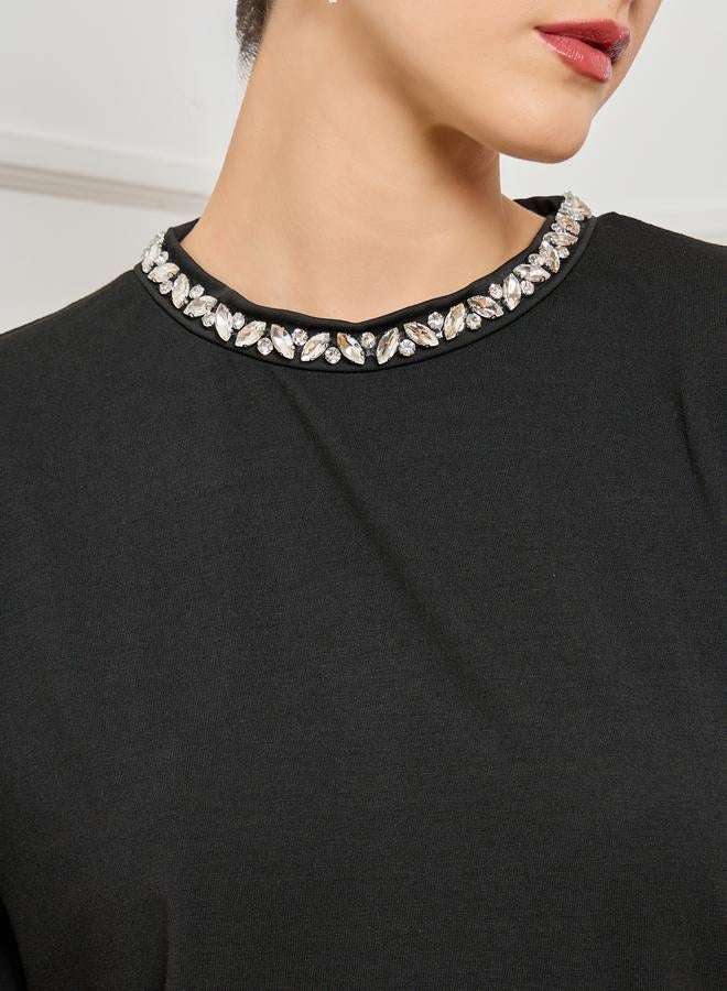 Styli Women Black Embellished Oversized T-Shirt - Image 3