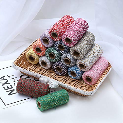 Eqarp 1 Roll 2mm 109 Yard Colourful Cotton Cord Bakers Twine DIY Crafts Gift Wrapping Christmas Wedding Home Decor String Rope (Red+Black) - Image 2