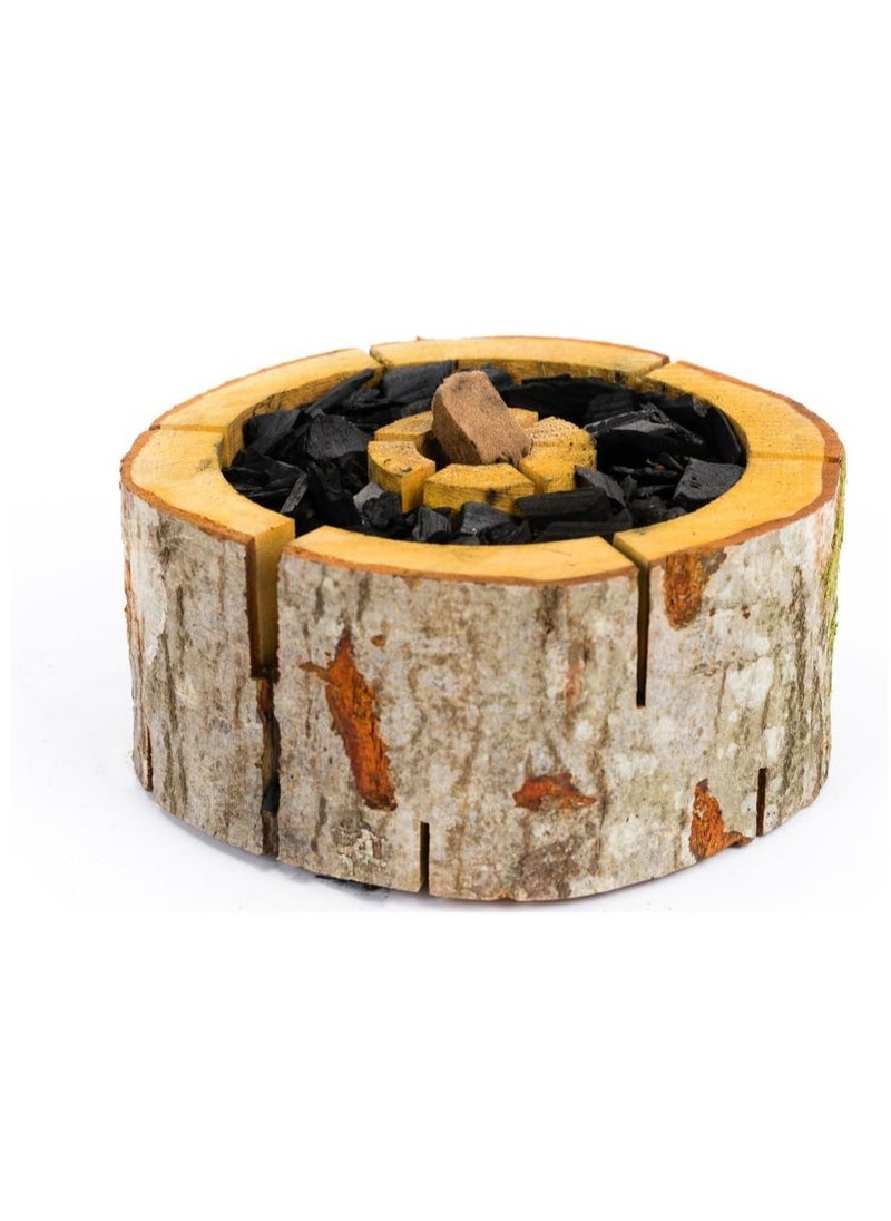 Eco-friendly Charcoal Grill with Wood and Wick - Natural Bark, Organic Charcoal, Zero-Waste, Sustainable Grilling, and Green Barbecue